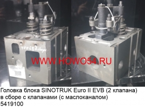Головка блока SINOTRUK Euro II EVB (2 клапана) в сборе с клапанами (с маслоканалом) (5419100)	61560040068
